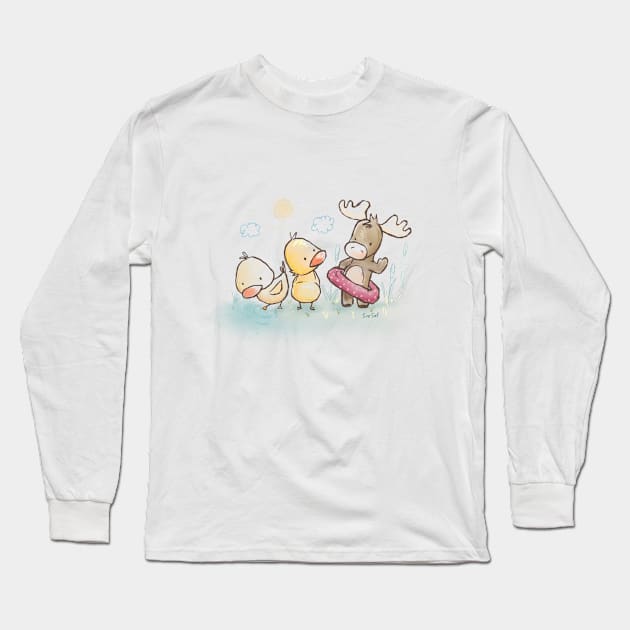 Duck, Duck, Moose Long Sleeve T-Shirt by suesaf